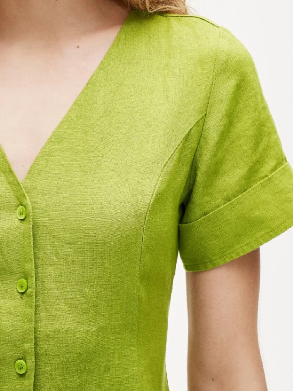 J crew vibrant fern green Fleur mini dress in linen